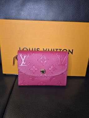 Fuchsia Monogram Embossed Compact Wallet